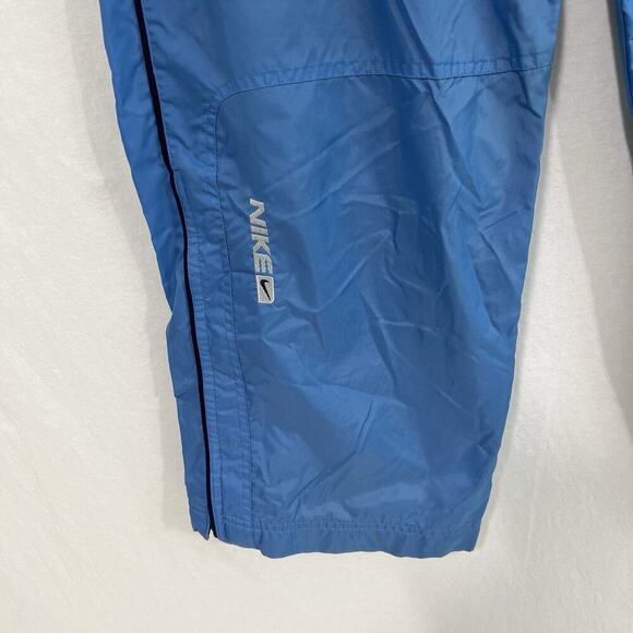 VTG Y2K Nike Windbreaker Track Pants Mens M Gray Tag Baggy Wide Nylon Lined Blue - Picture 4 of 15